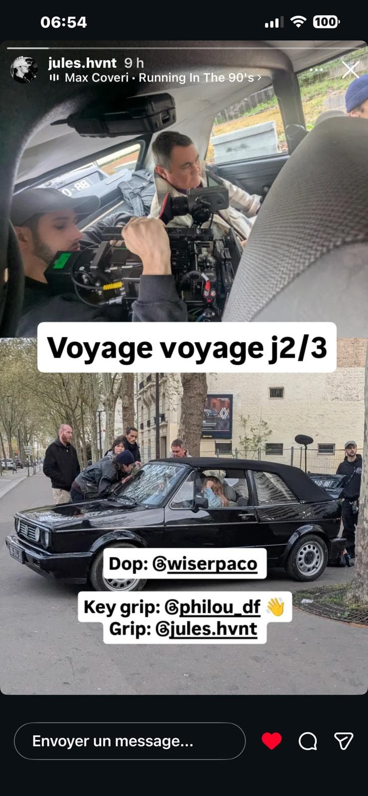 Paco Wiser on a recent shoot in Paris, working as DP